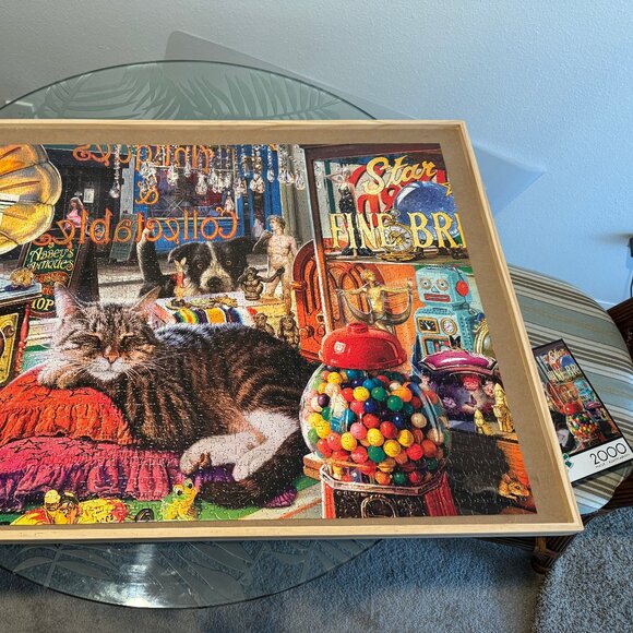 Buffalo Games Curiosity Shop 2000 Piece Jigsaw Puzzle Complete Colorful Cat Dog - Picture 7 of 7